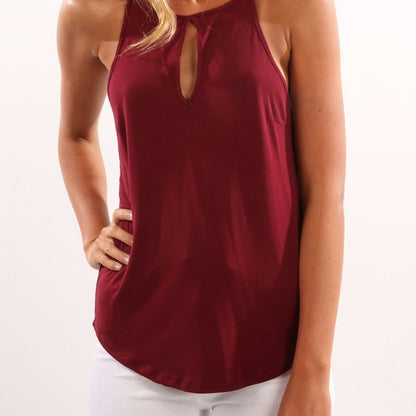 Women Basic Casual Fashion Solid Color Round Neck Tank Top