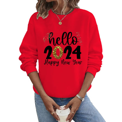 Sudadera informal de manga larga y cuello redondo de talla grande 2024