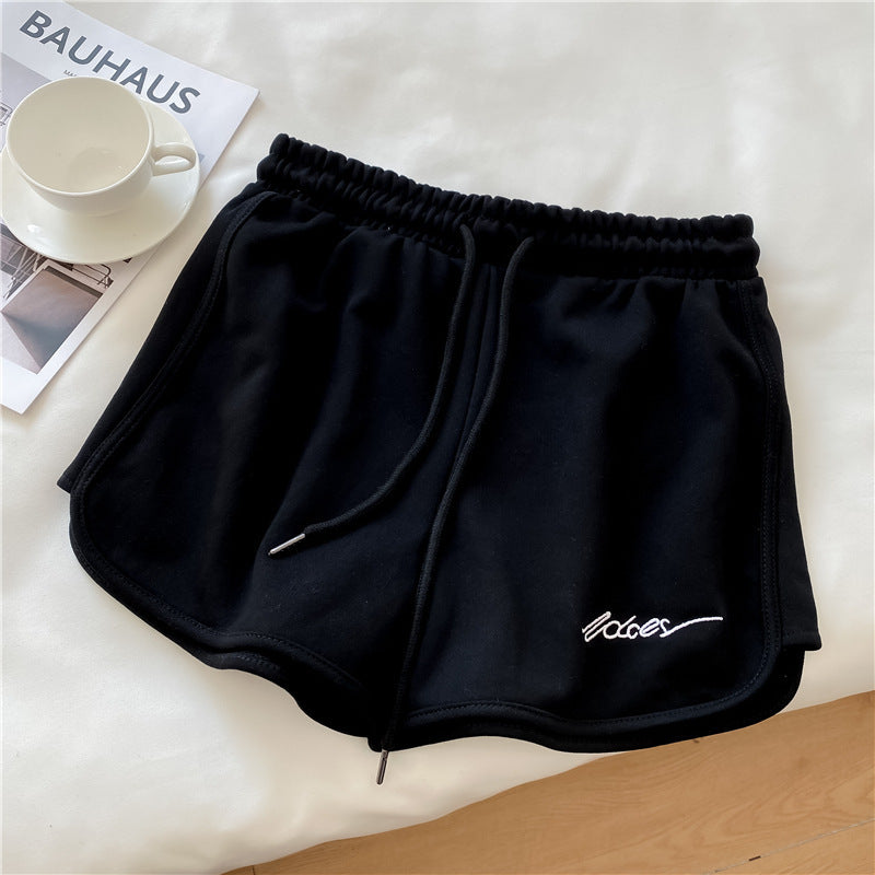 Cotton Sports Women Summer Loose Pajama High Waist Casual Wide Leg Shorts