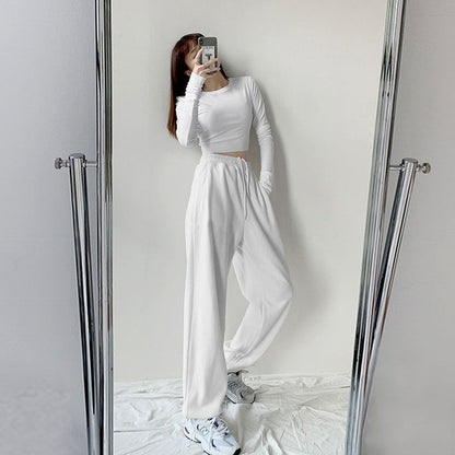 Women Athleisure Letters Print Loose Casual High Waist Straight Jogger Pants