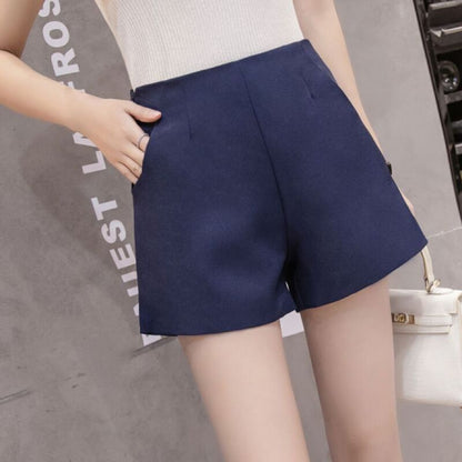 Pantalones cortos holgados de cintura alta y pierna ancha para mujer