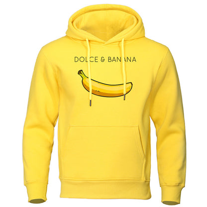 Sudadera con capucha de forro polar con estampado de plátano para hombre y mujer