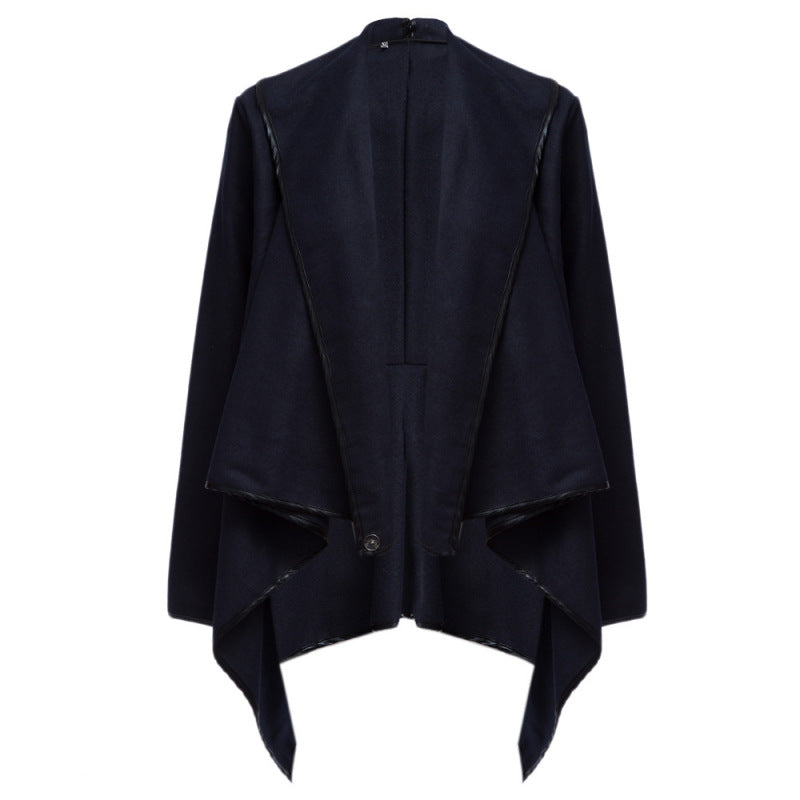 Women Fashion Casual Long Sleeve Heap Collar Irreguar Surplice Coat