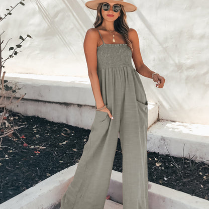 Women Sling Loose Casual Wide Leg Jumpsuit