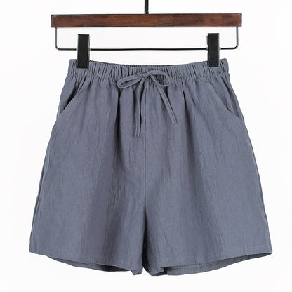 Women Linen Cotton Linen Sports Casual Wide Leg Shorts