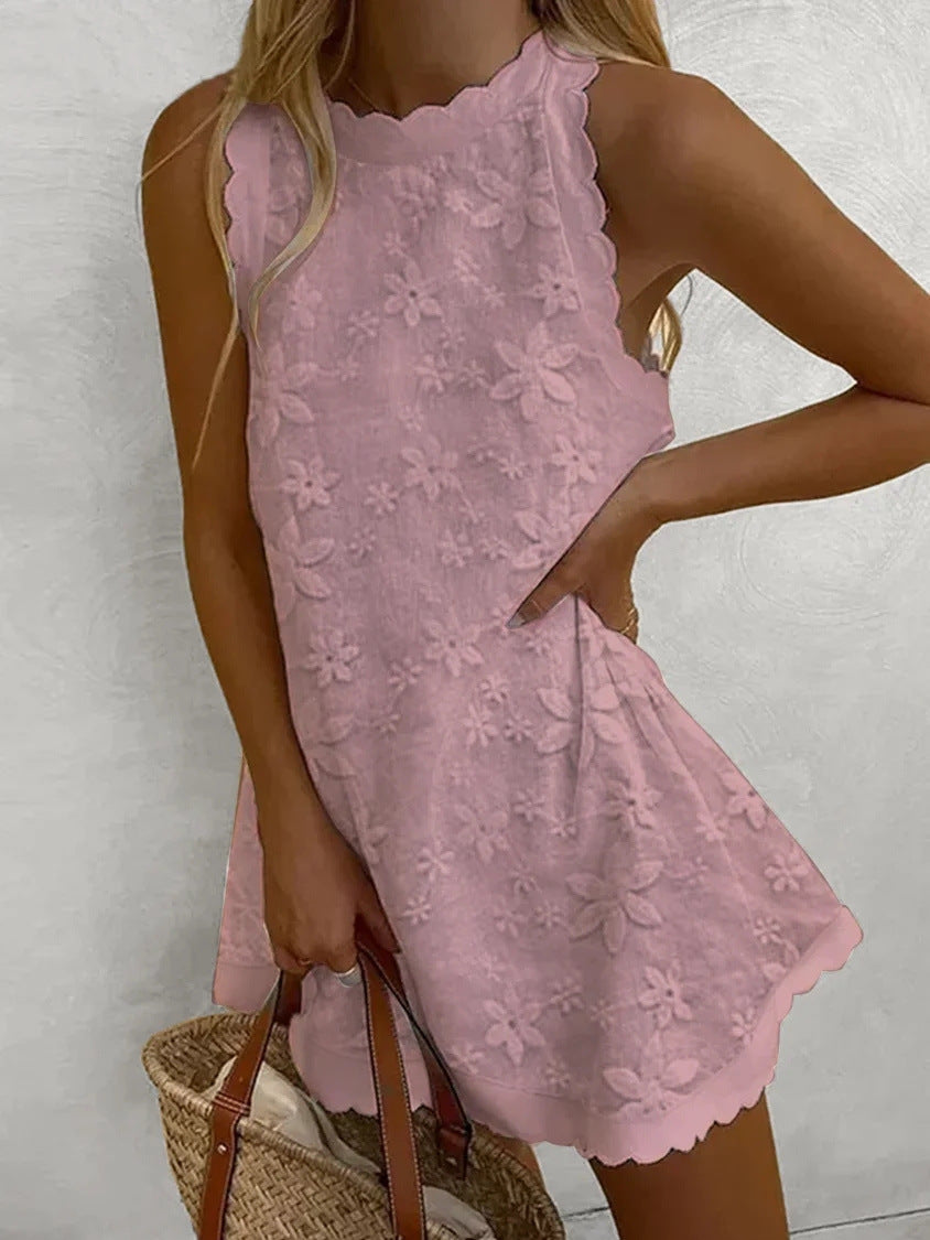 Vestido informal holgado sin mangas con estampado floral a la moda para mujer