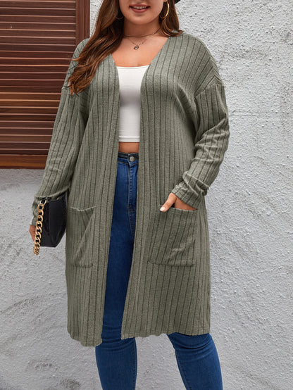 Women Fashion Casual Plus Size Long Sleeve Cardigan Knitted Jacket
