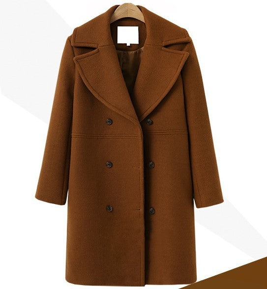 Abrigo cruzado básico de color liso elegante e informal para mujer