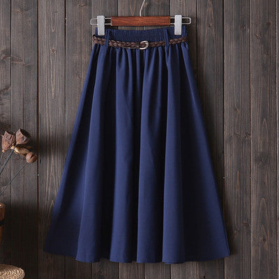 Women Solid Color High Waist Loose Casual Simple Skirt