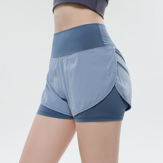 Pantalones cortos deportivos de cintura alta para yoga informales para mujer