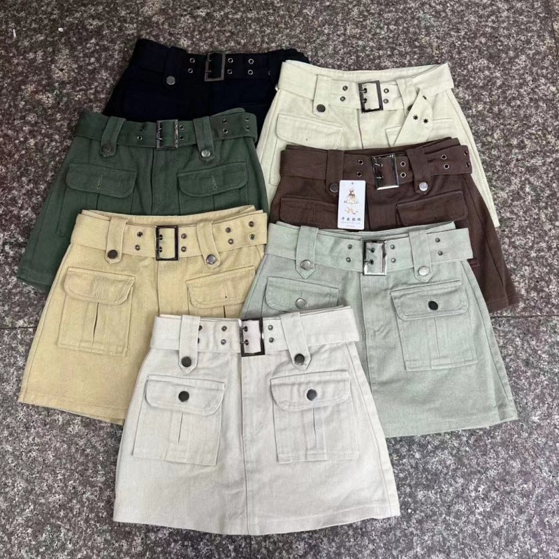 Women'S Fashion Casual Solid Color High Waist Denim Culottes