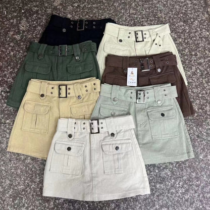 Women'S Fashion Casual Solid Color High Waist Denim Culottes