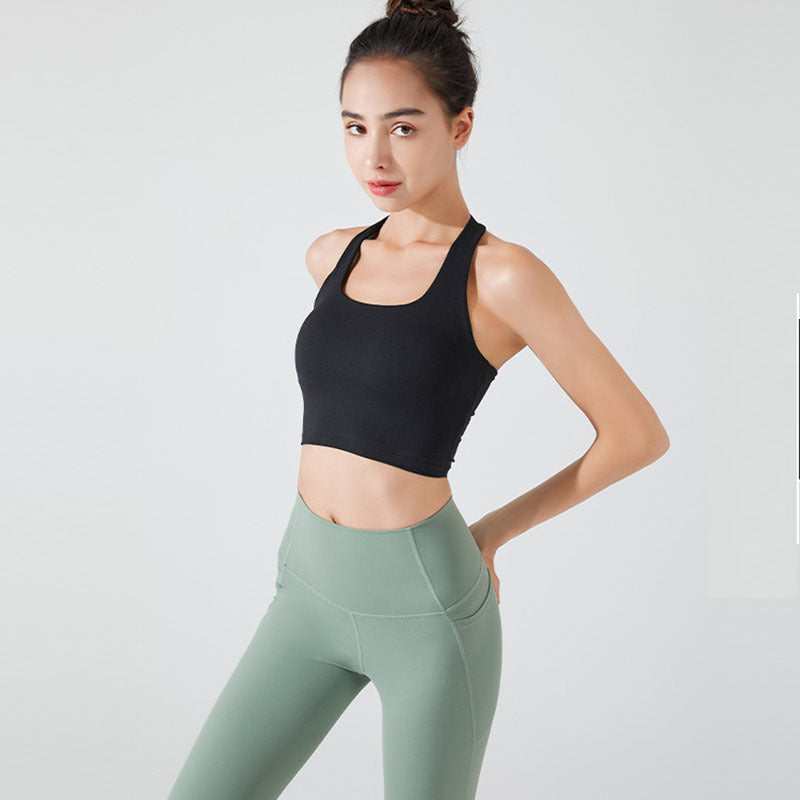 Chaleco deportivo informal holgado de color liso con cuello halter, sin espalda y sin mangas para mujer