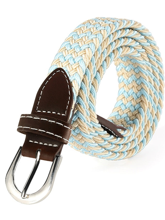 Men's Web Belt Canvas Buckle Free Plain Classic Casual Work Daily Black Blue Green Dark Blue for Women
