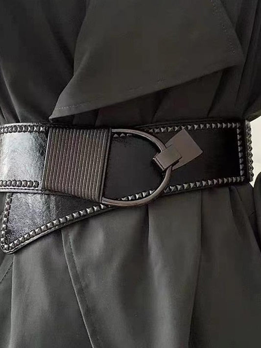 Wide Belt Corset Belt PU Leather Buckle Free Rivet Decor Gothic Vintage Retro Party Daily Black M code (70~90 waist) Black S size (60~80 waist) for Women
