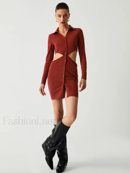 Make It Shine Trendy Cutout Knit Short Dress