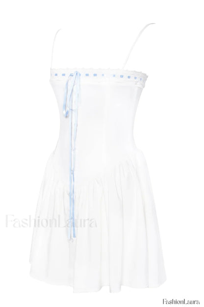 Malia Drop Waist Corset Graceful Lace Up Back Mini Dress