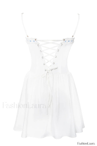 Malia Drop Waist Corset Graceful Lace Up Back Mini Dress