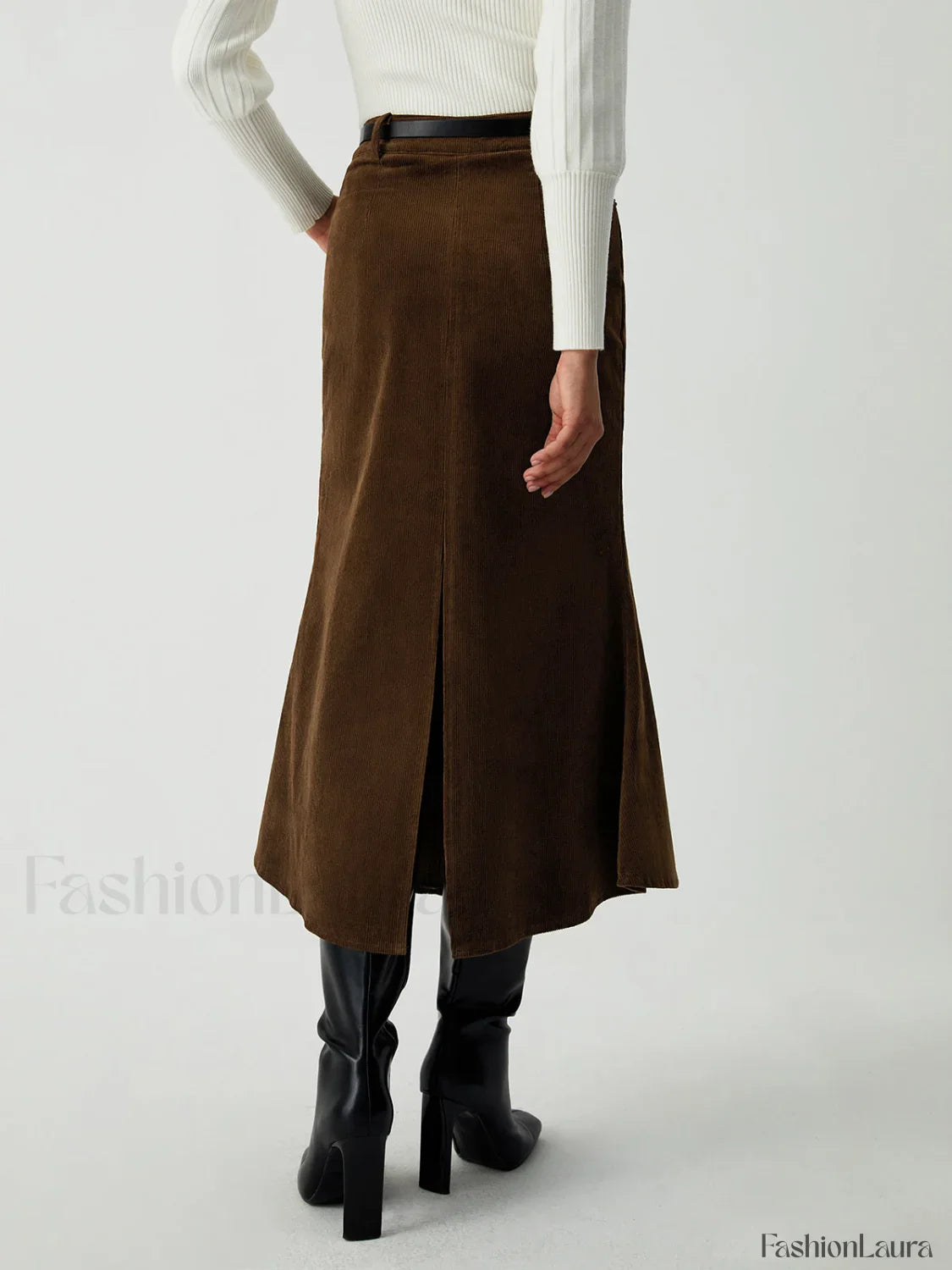 Maple Corduroy Graceful Midi Skirt