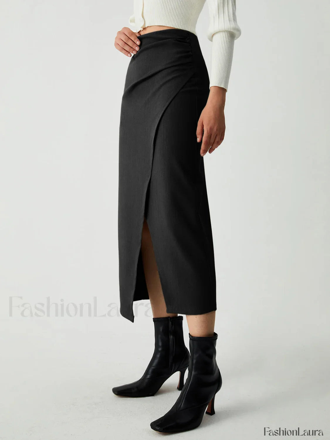 Maple Wrap Graceful Slit Midi Skirt