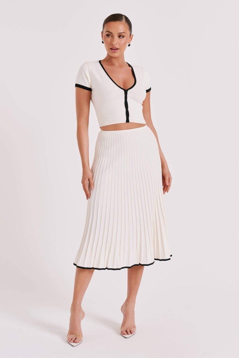 Conjunto de falda plisada con cuello en V Marcia