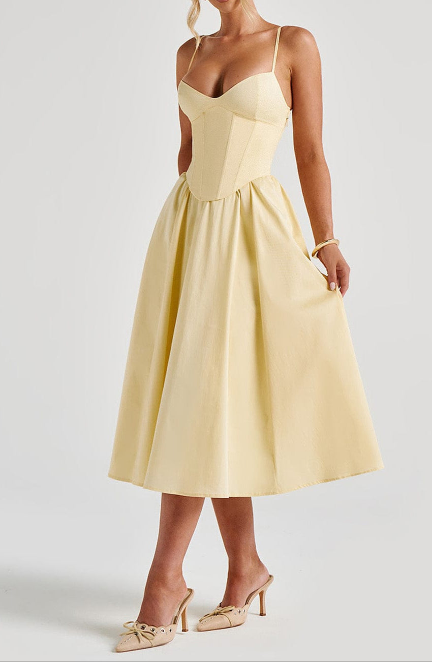 Miranda Midi Dress - Lemon