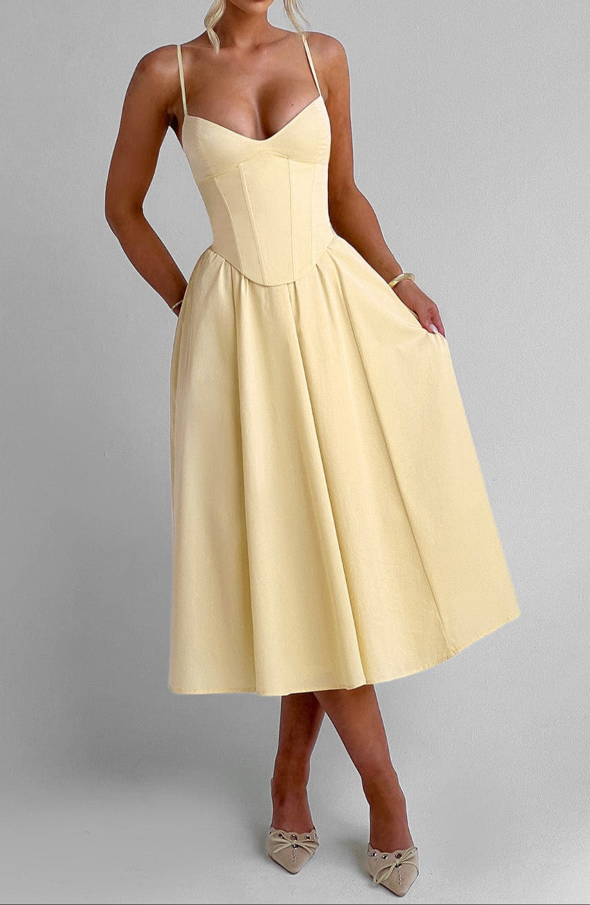 Miranda Midi Dress - Lemon