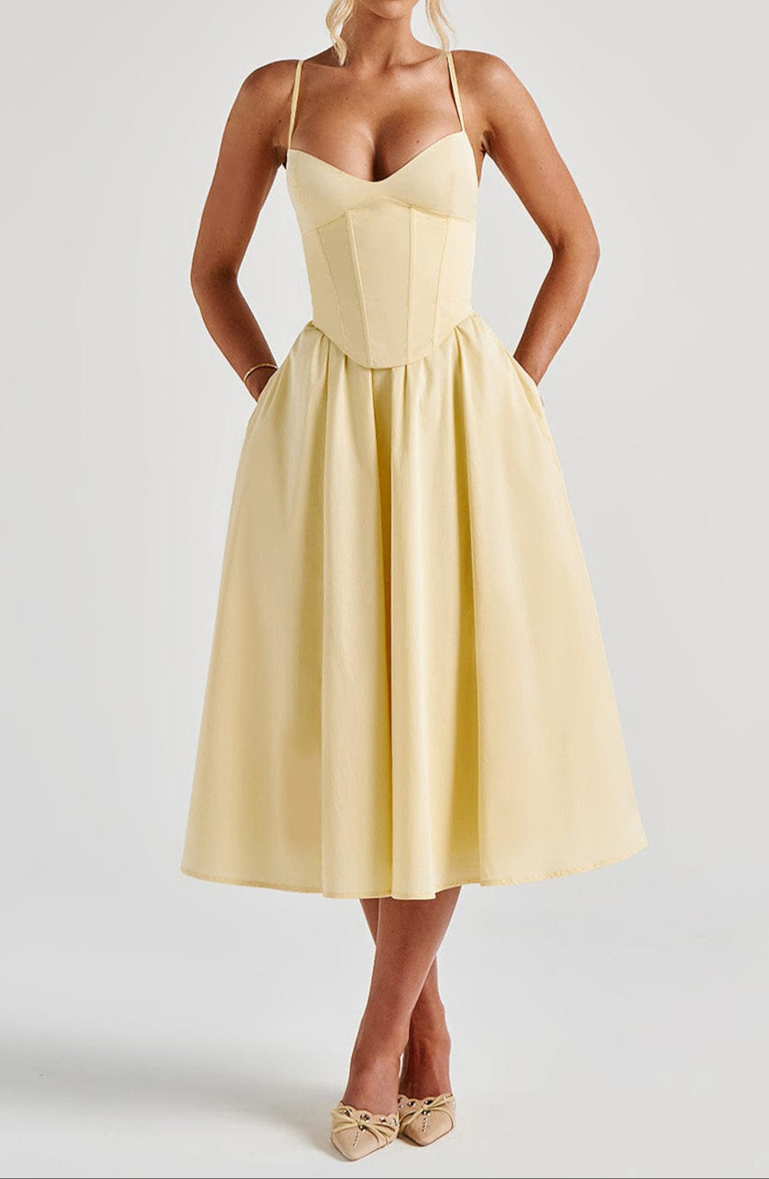 Miranda Midi Dress - Lemon