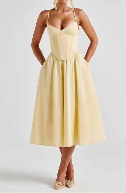 Miranda Midi Dress - Lemon