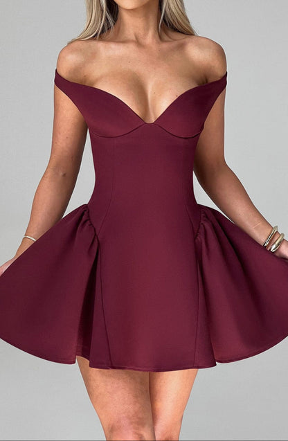 Victoria Mini Dress - Cherry Lacquer