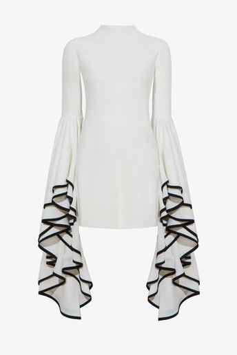Vestido mini con mangas con volantes en contraste Maxine