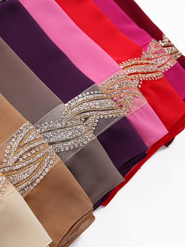 New Muslim Chiffon Hijab for Women Scarf with Sequins Femme Islam Glitter Headscarf Islamic Hijab Shawls Wraps for Women