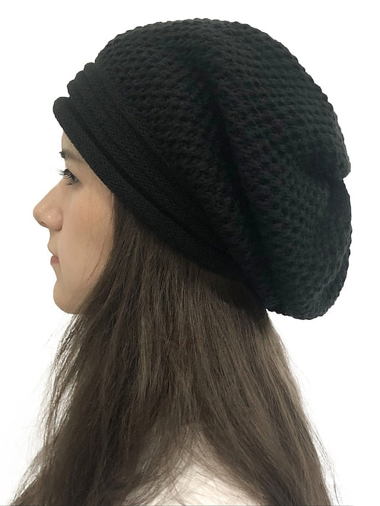 Hat Beanie / Slouchy Black Wine Light Gray Outdoor Home Street Knitted Pure Color Portable Windproof Comfort for Women