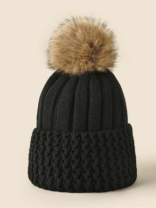 Hat Beanie / Slouchy Black Yellow Wine Outdoor Home Daily Knit Pure Color Portable Windproof Comfort for Women