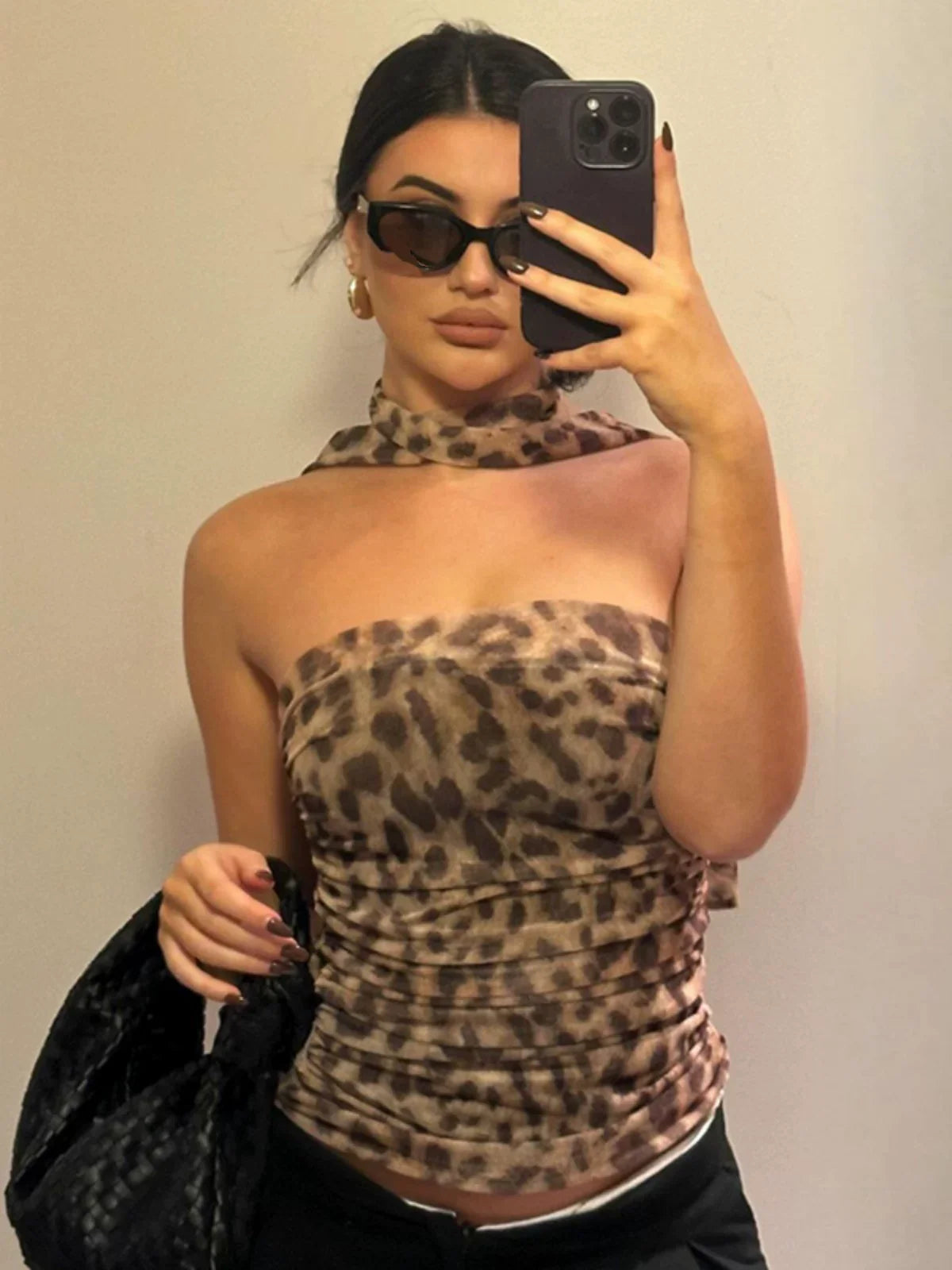 Melany Ruched Leopard Tube Top
