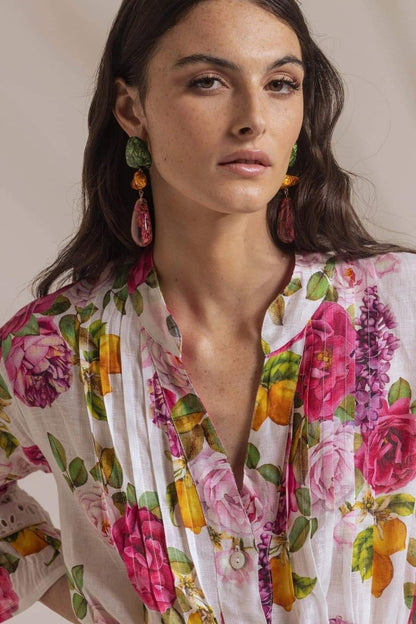 Minivestido con volantes y ribete de encaje estampado Melissa