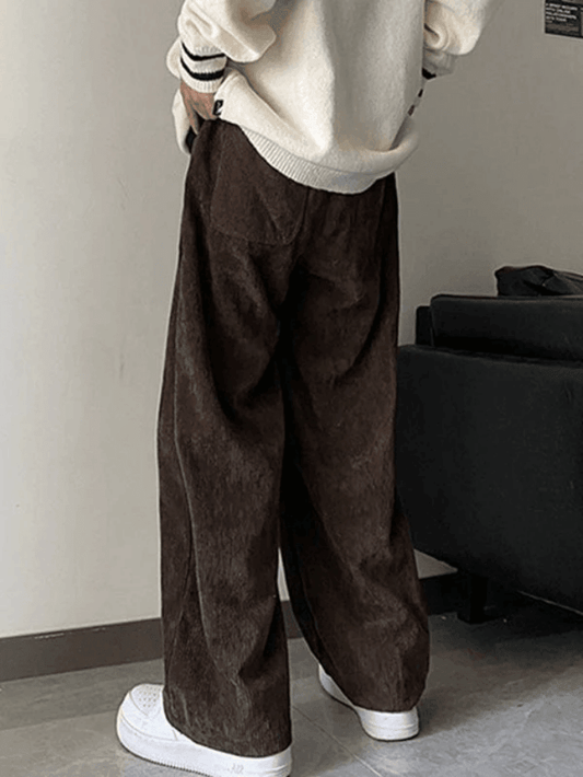 Men Solid Vintage Corduroy Pants