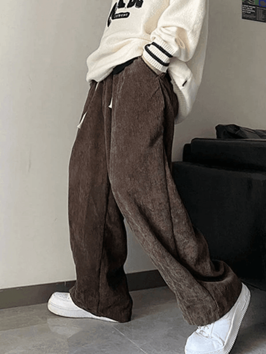 Men Solid Vintage Corduroy Pants