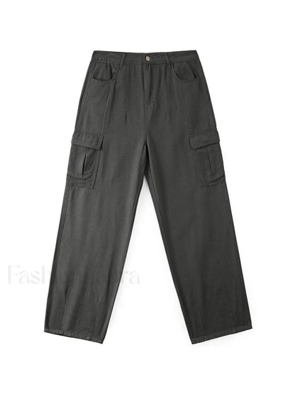 Men's Cargo Pocket Patched Straight Leg Jeans