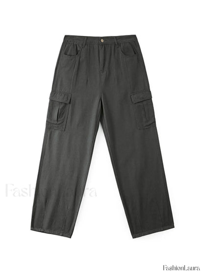 Men's Cargo Pocket Patched Straight Leg Jeans