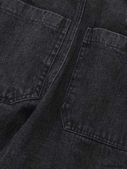 Men's Cargo Pocket Patched Straight Leg Jeans