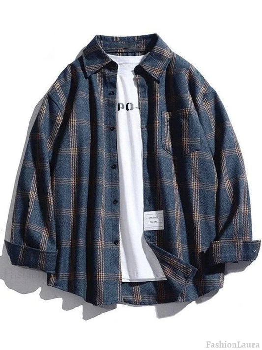 Men's Checkered Long Sleeve Button Shirt