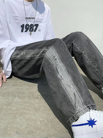 Men's Colorblock Straight Jeans