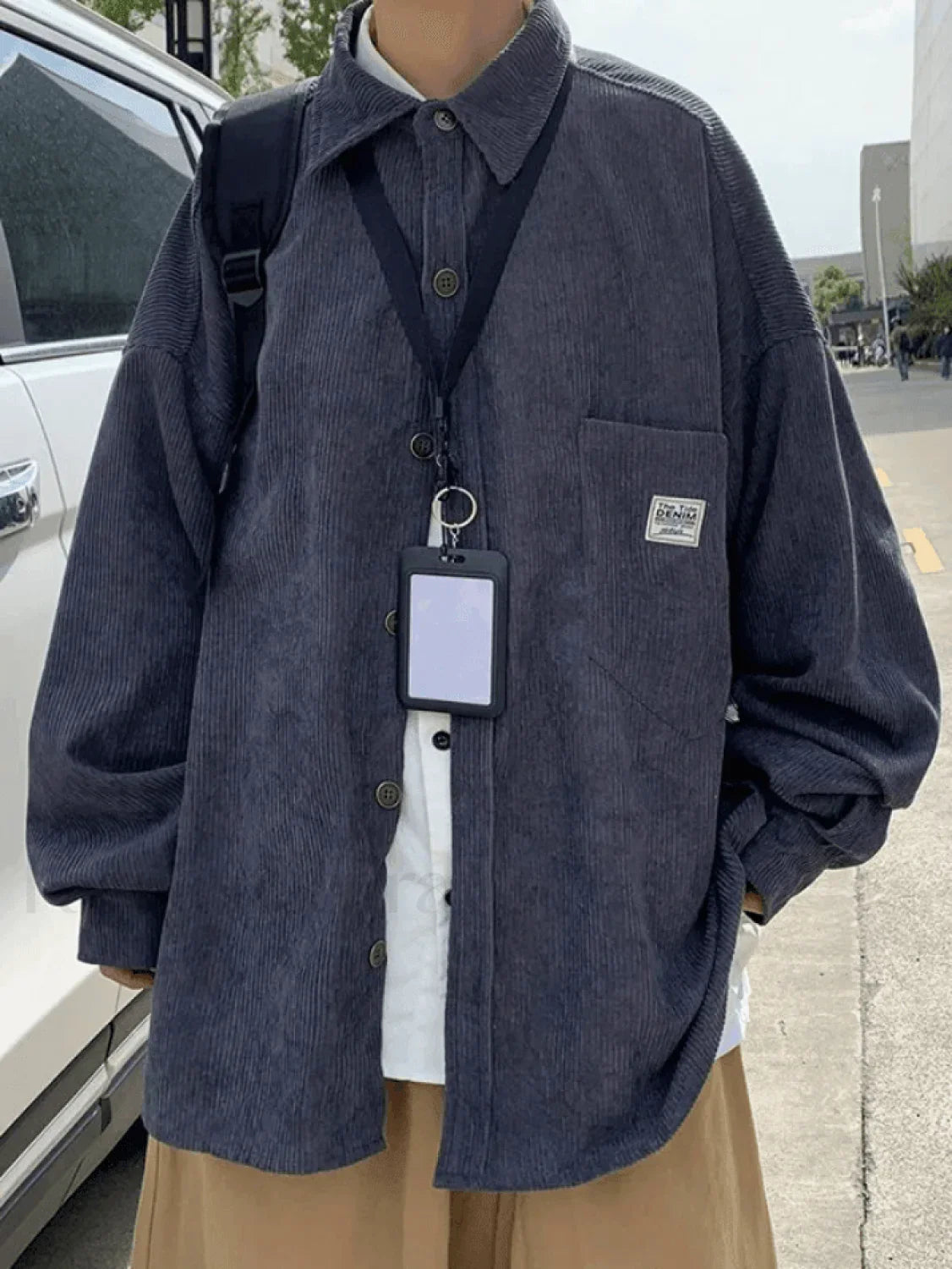 Men's Corduroy Loose Button-Down Shirt