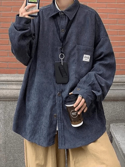 Men's Corduroy Loose Button-Down Shirt
