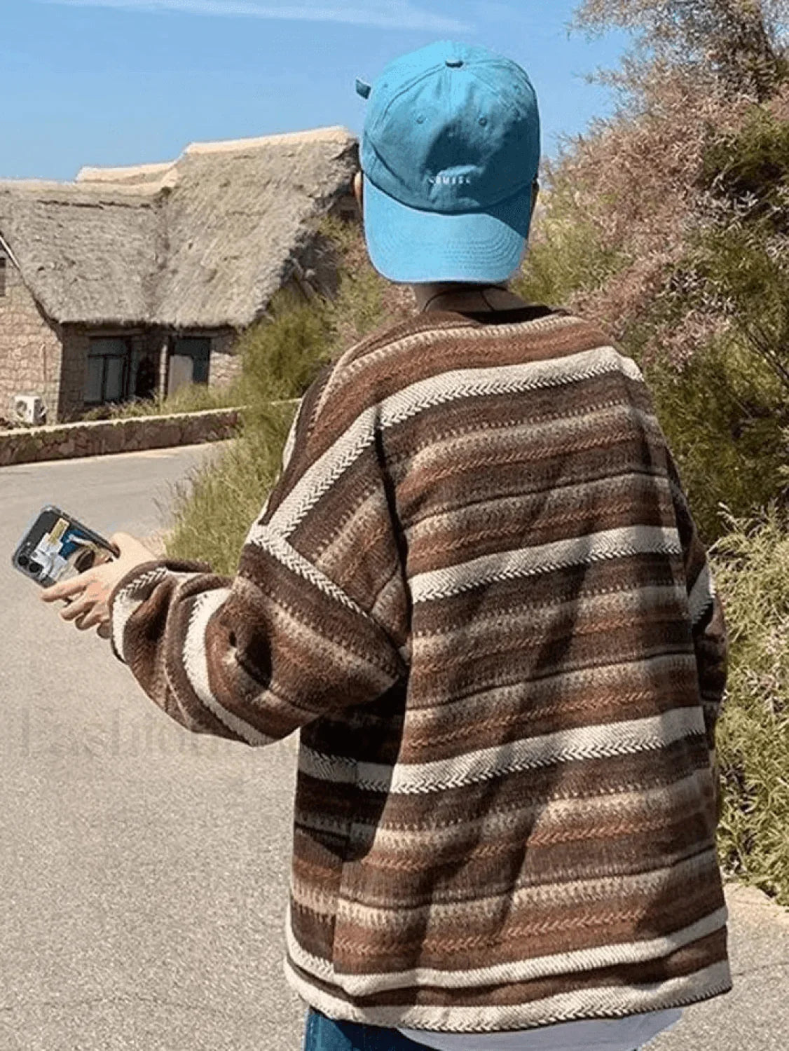 Men's Pocket Striped Knit Sweater