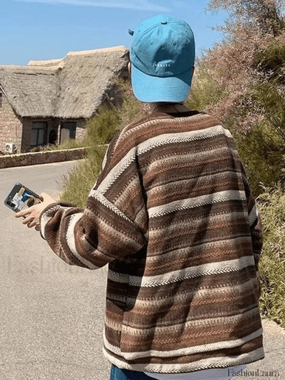 Men's Pocket Striped Knit Sweater