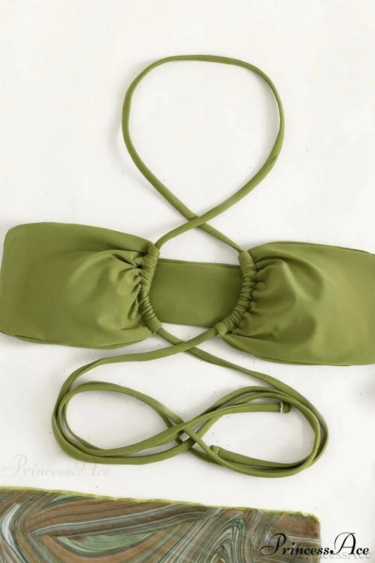 Mesh Drawstring 3 Piece Bikini Set