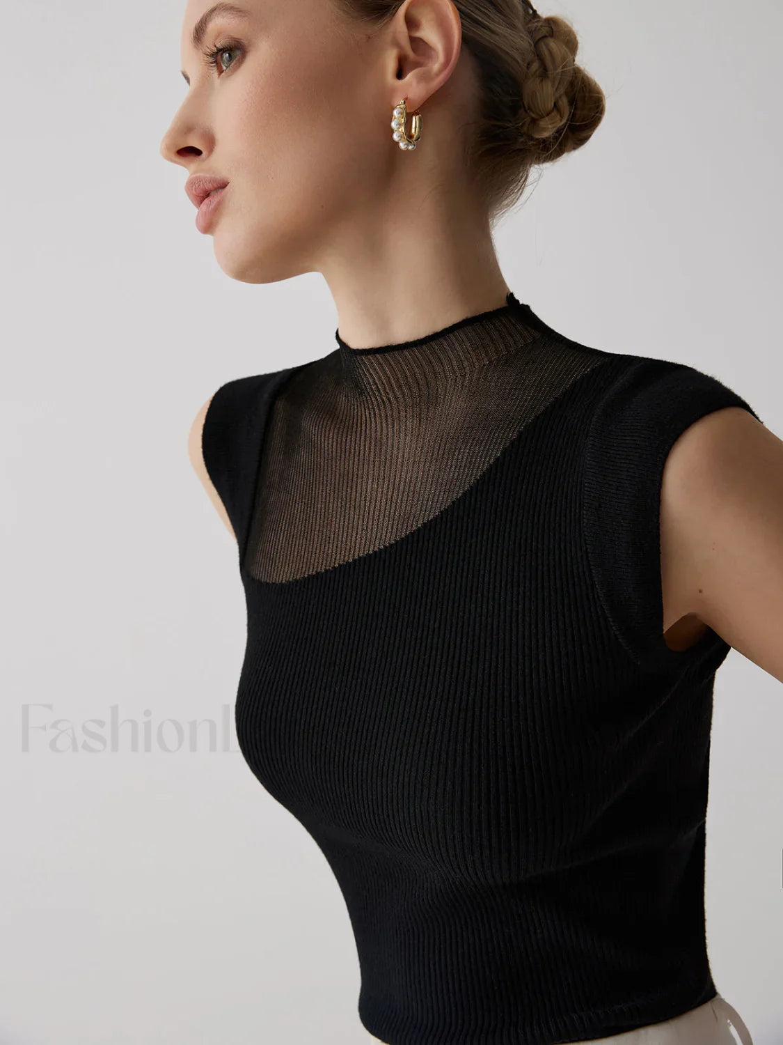Mesh Patchwork Graceful Sleeveless Top