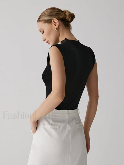 Mesh Patchwork Graceful Sleeveless Top